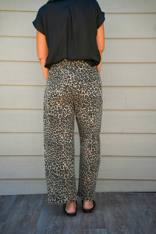 Leopard Print Barrel Pants - Southern Belle Boutique