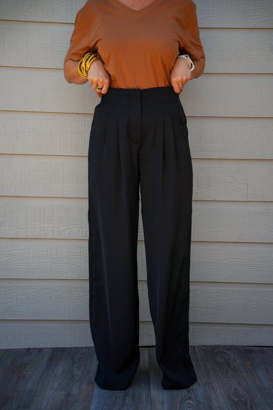 Wide Leg Pants - Black - Southern Belle Boutique