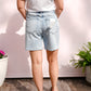 Tummy Control High Rise Loose Fit Shorts - Light Wash - Southern Belle Boutique