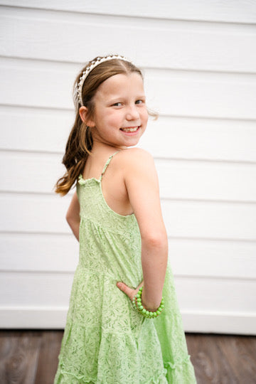 Mint Floral Crochet Lace Tiered Tank Dress - Southern Belle Boutique