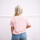 Ivory Coral Striped VNeck Sweater - Southern Belle Boutique