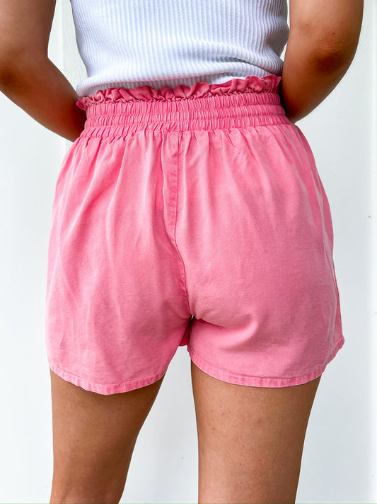 Coral Linen Shorts - Southern Belle Boutique