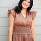 Mocha Satin Tiered Maxi Dress