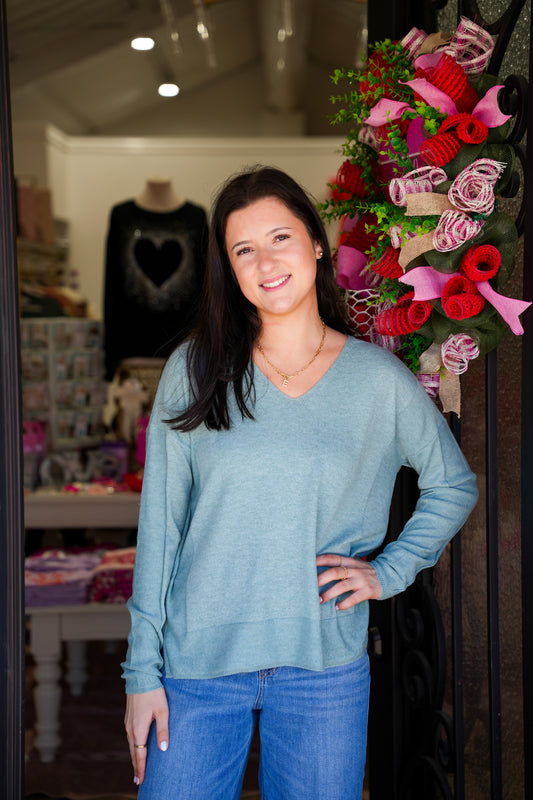 Jade VNeck Pullover Sweater