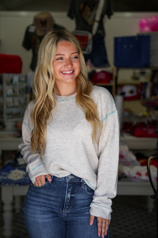 Millie Sweater - Heather Oatmeal - Southern Belle Boutique