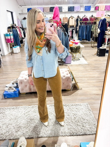 Ana High Rise Fab Flare - Camel - Southern Belle Boutique
