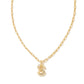 Crystal Letter S Short Pendant Necklace Gold White - Southern Belle Boutique