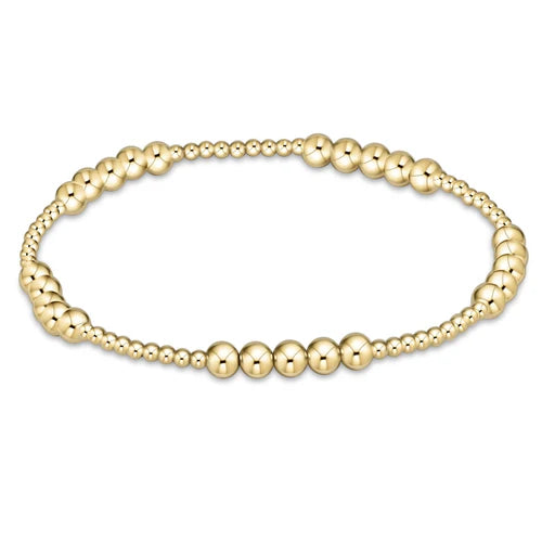 Classic Blissful Pattern 2mm Bead Bracelet - 4mm Gold