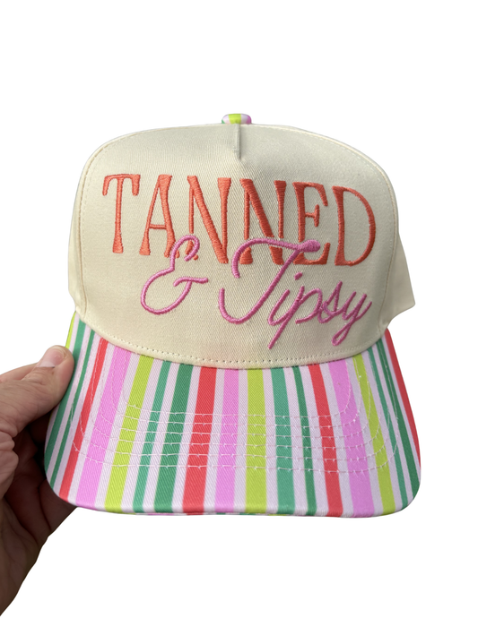 Tanned & Tipsy Canvas Cap - Southern Belle Boutique