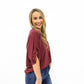 Burgundy Tie Sleeve Top