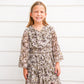 Brown Floral Smock Waist Tiered Dress