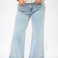 Mid Rise Flare Jean w/Split Cuff - Pearl Embellishment