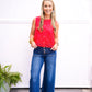 Risen High Rise Crop Wide Button Up Jean - Dark