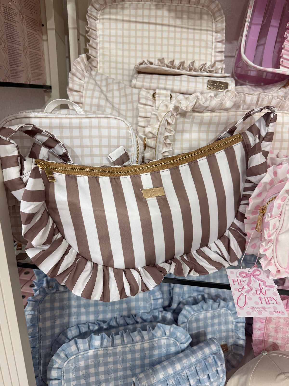 Ruffled Bum Bag - Brown Stripe