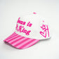 Jesus is King Pink Stripe Canvas Hat - Southern Belle Boutique