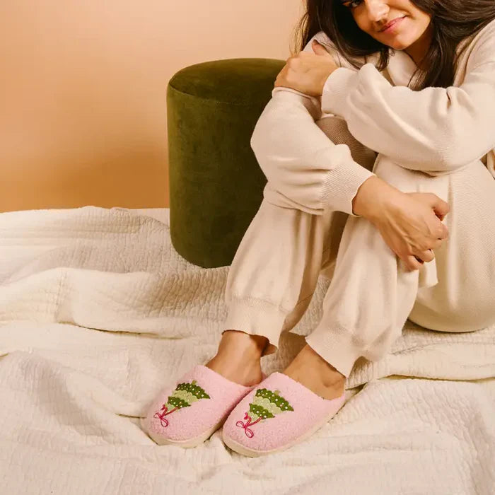 Fuzzy Slippers Twinkling Trees