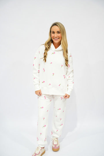 Floral Fleece Hoodie - Southern Belle Boutique