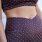Brown Polka Dot Print High Waist Crossover Leggings