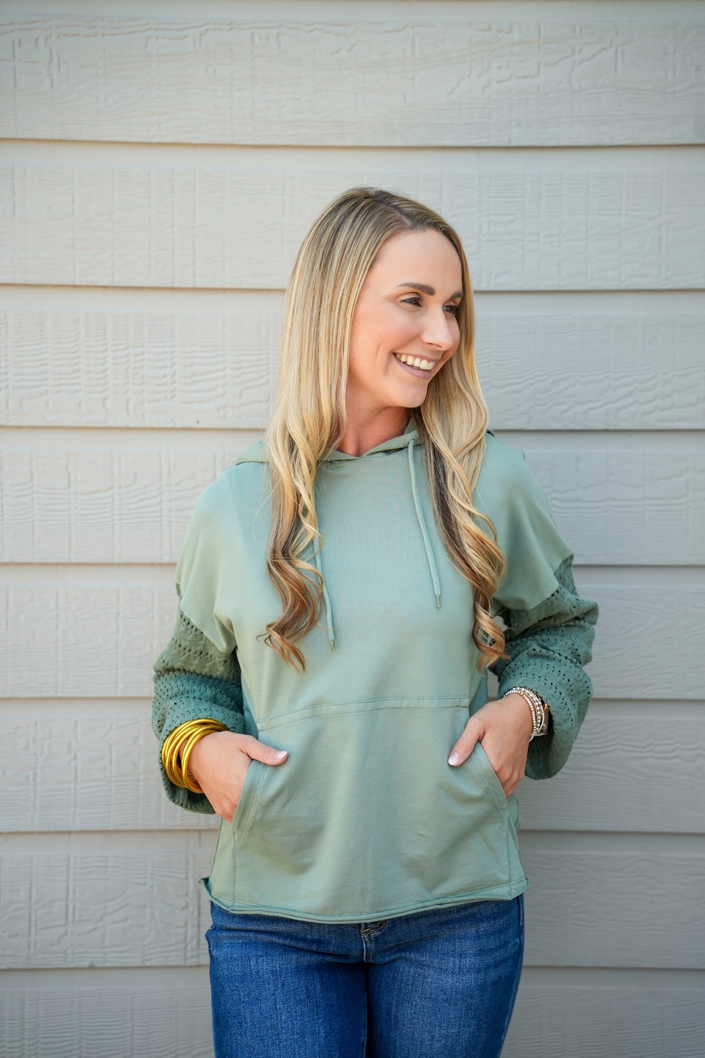 Elysia Hoodie Sweater - Slate Green