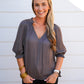 Charcoal Tie Front Top