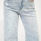 High Rise Wide Leg Pearl Rhinestone Jean