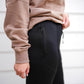 Cuffed Joggers with Zippered Pockets - Black