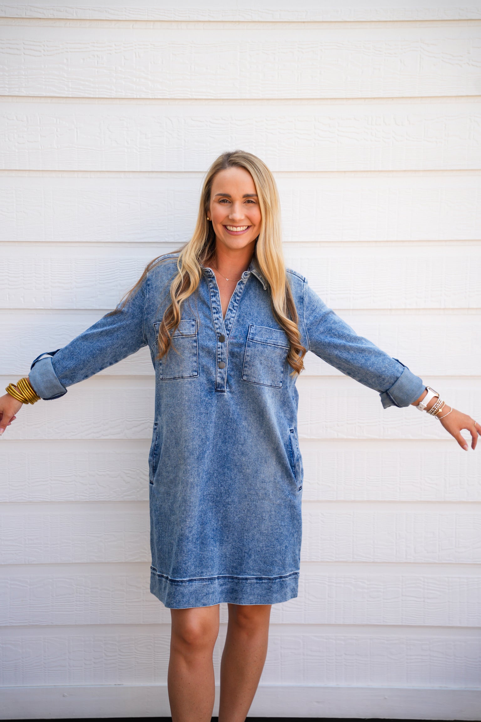 Anika Denim Dress - Medium Wash Southern Belle Boutique Anika Denim Dress - Medium Wash Southern Belle Boutique