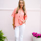 Button Down Pocket Shirt - Coral - Southern Belle Boutique