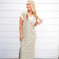 Ivory Sage Striped V-Neck Midi Dress