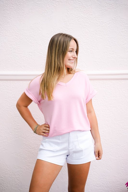 French Terry Top - Lt Pink