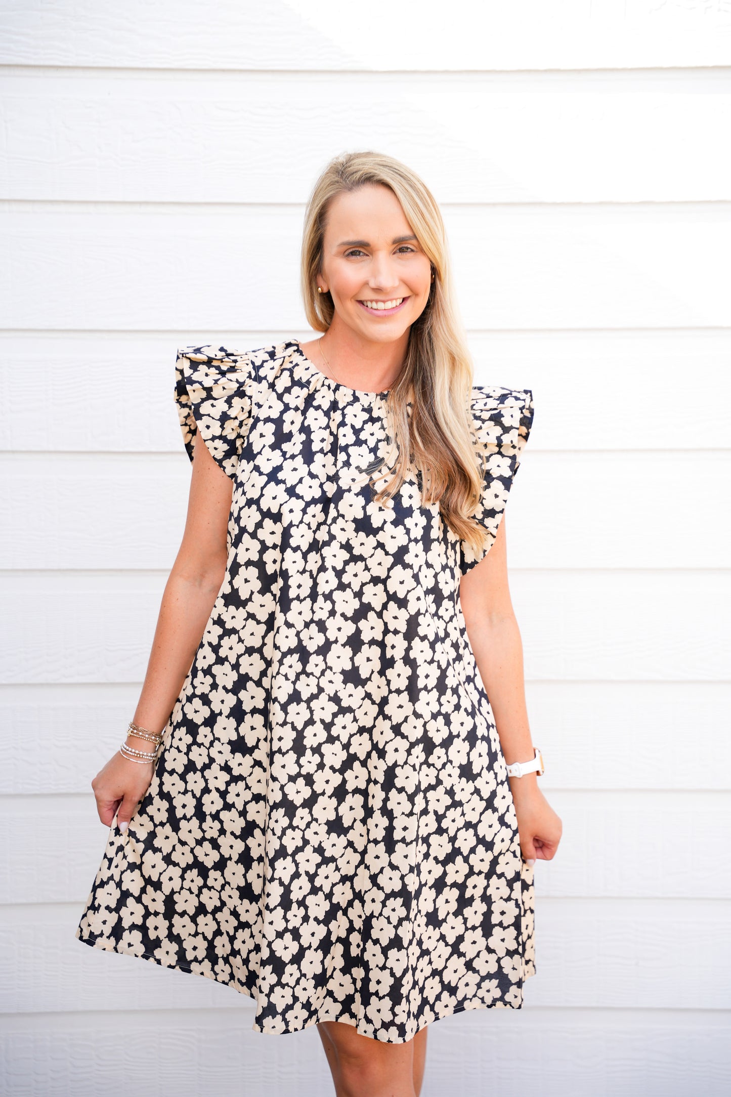 Black Floral Dress w/Back Tie