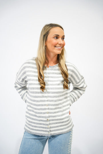 Heather Grey Button Down Cardigan