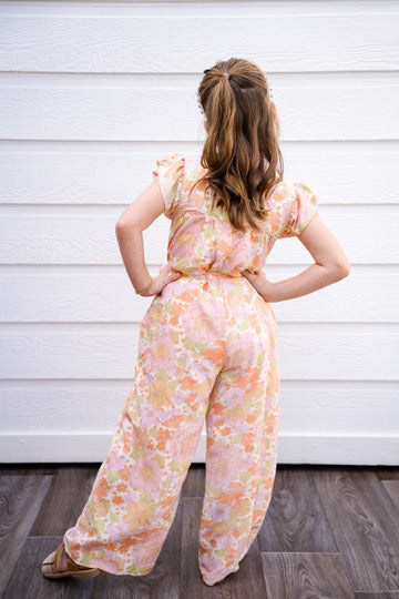 Pink Floral Wide Leg Jumpsuit - Southern Belle Boutique