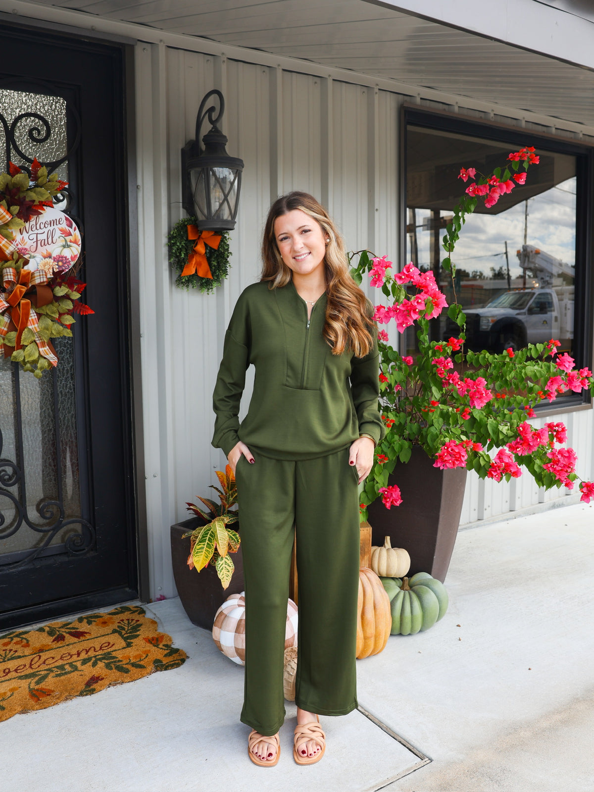 Olive Green Lounge Pant Set