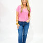 Fuchsia Striped VNeck Top - Southern Belle Boutique