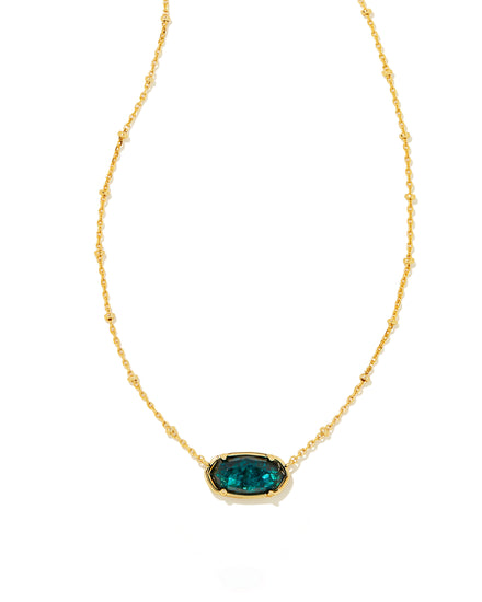 Faceted Elisa Short Pendant Necklace Gold Dark Teal Mica - Southern Belle Boutique