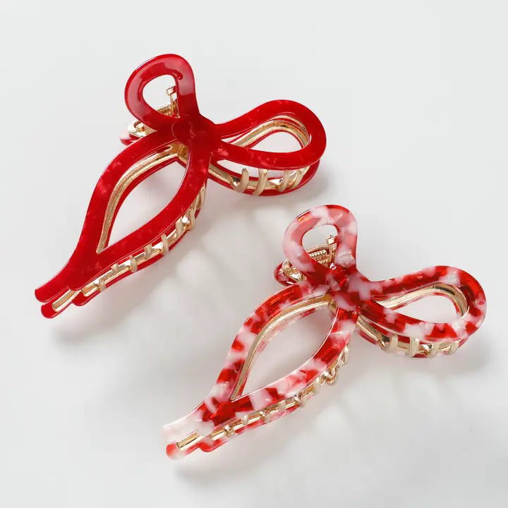 Sabrina - Large Ribbon Bow Metal Claw Clip