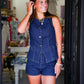 Dark Wash Stretchy Denim Shorts - Southern Belle Boutique