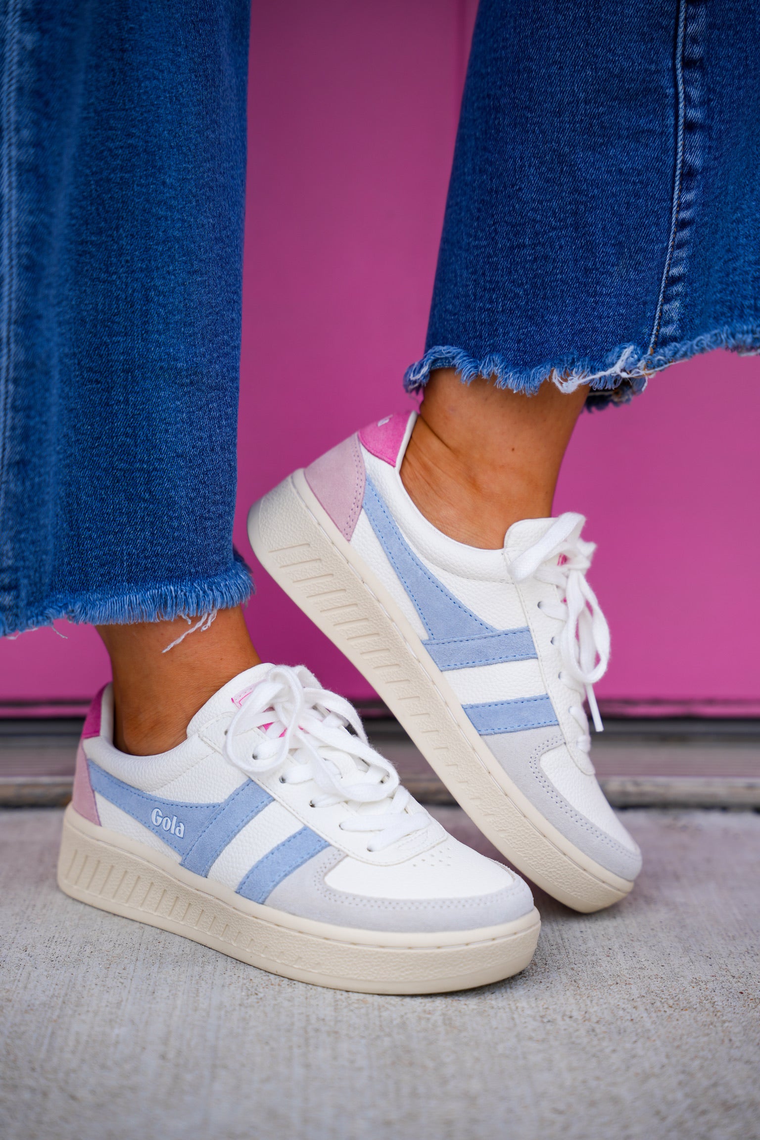 Grandslam Trident Trainer White/Air Fluro Pink Sneakers - Southern Belle Boutique