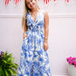 Tropical Print Royal Blue Jumpsuit