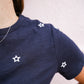 Star Embroidered Cotton Tee - Navy
