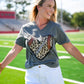 Football Cheetah Heart Tee - Southern Belle Boutique