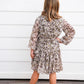 Brown Floral Smock Waist Tiered Dress