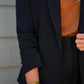 Shirred Sleeve Blazer - Black - Southern Belle Boutique