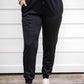 Cuffed Joggers with Zippered Pockets - Black