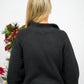 Black Half Zip Balloon Sleeve Sweater