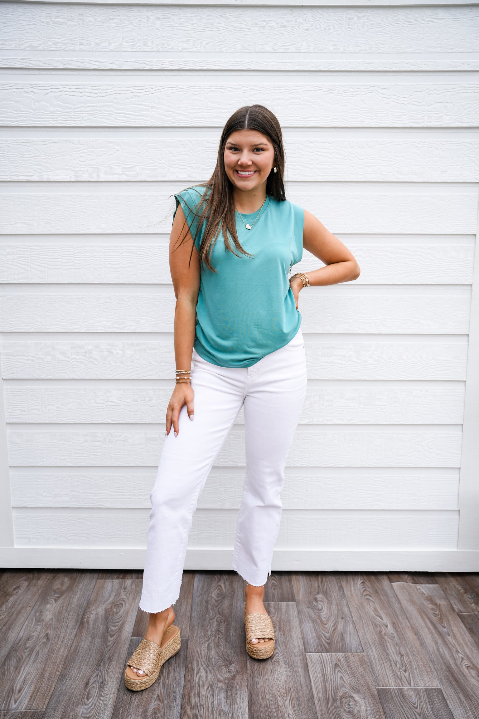 Alora  Tee -  Meadow Teal - Southern Belle Boutique