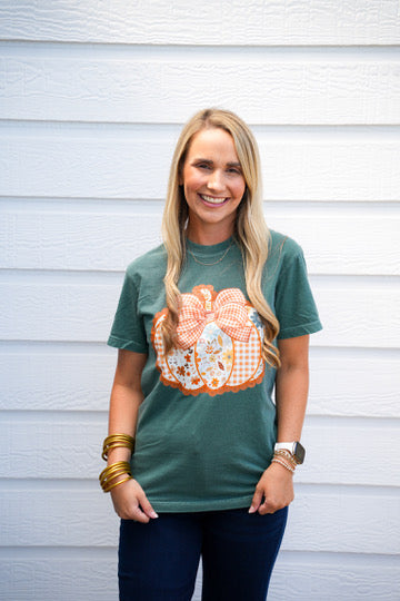 Emerald Pattern Pumpking Tee - Southern Belle Boutique
