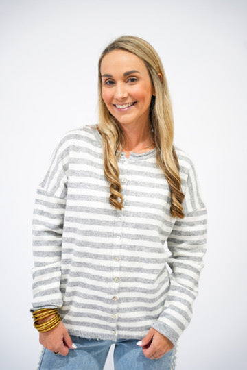 Heather Grey Button Down Cardigan