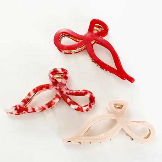 Sabrina - Large Ribbon Bow Metal Claw Clip - Southern Belle Boutique